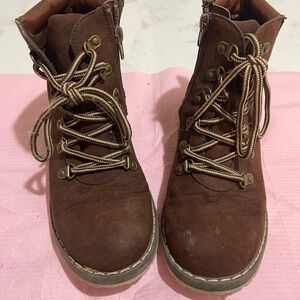 Brown Lace-Up Ankle Boots
